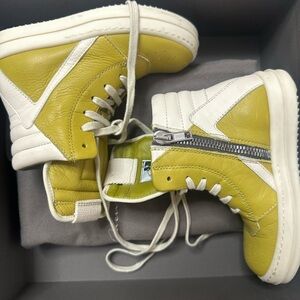 Yellow and White High-Top Sneakers